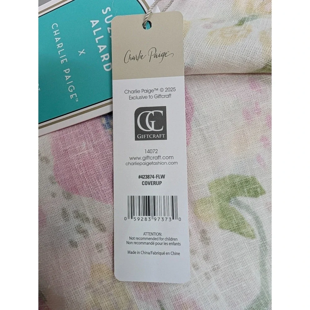 Charlie Paige x Suzanne Allard Cover Up Linen Blend Pink Floral Boho One Size‎